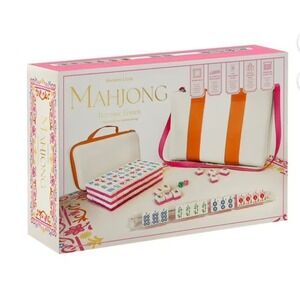 Mahjong Blooming Edition Game Set Tiles Racks Case Tote Bag 160 Acrylic Engraved